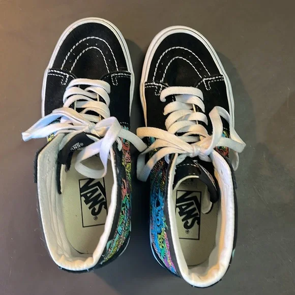 Vans suede high top off the wall, black white with ocean sea monster size 7 - Picture 6 of 9